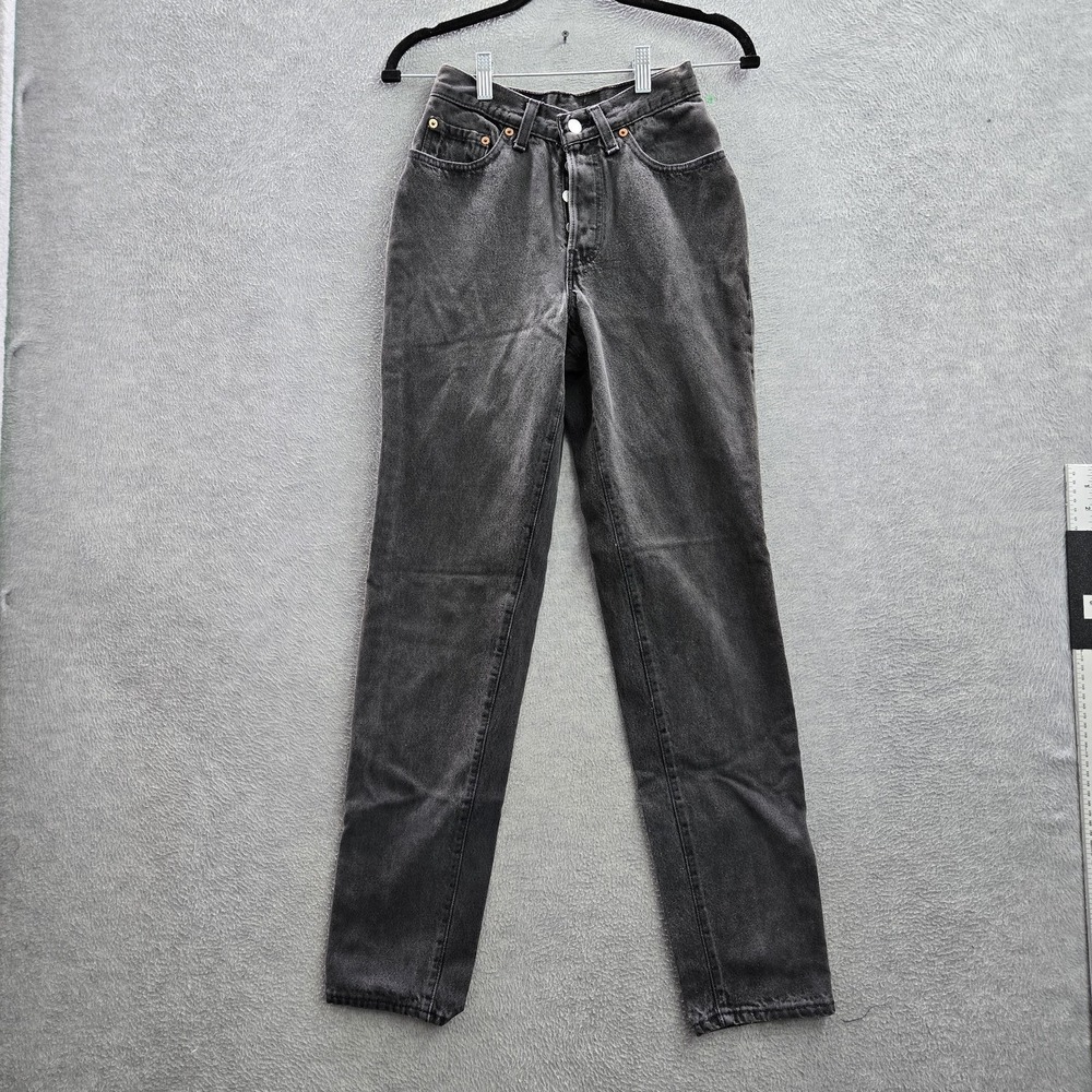 VINTAGE Levi's 17501-0660 Women Jeans 3 M Black Denim Straight Leg 90s USA‎